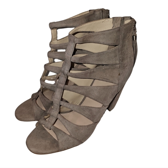 Marc Fisher Hindera Suede Open Toe Caged Heels Size 10M - Picture 3 of 7